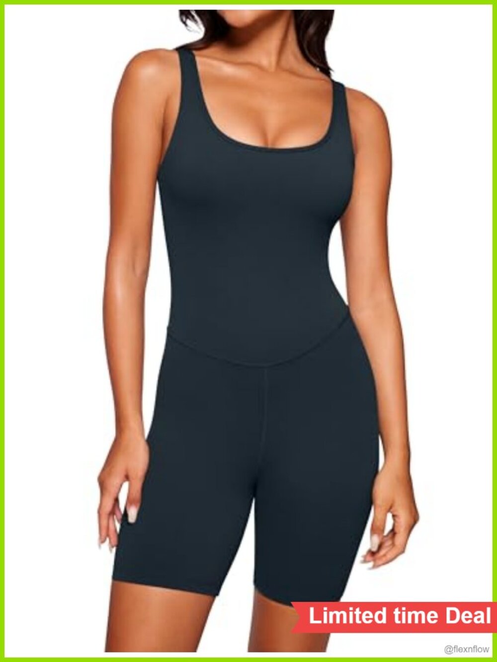 Scoop Neck Sleeveless Romper with Built-in Pads for Yoga